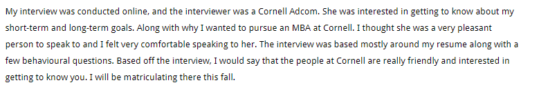MBA Interview Report Round-Up: Chicago Booth, Cornell Johnson, MIT Sloan